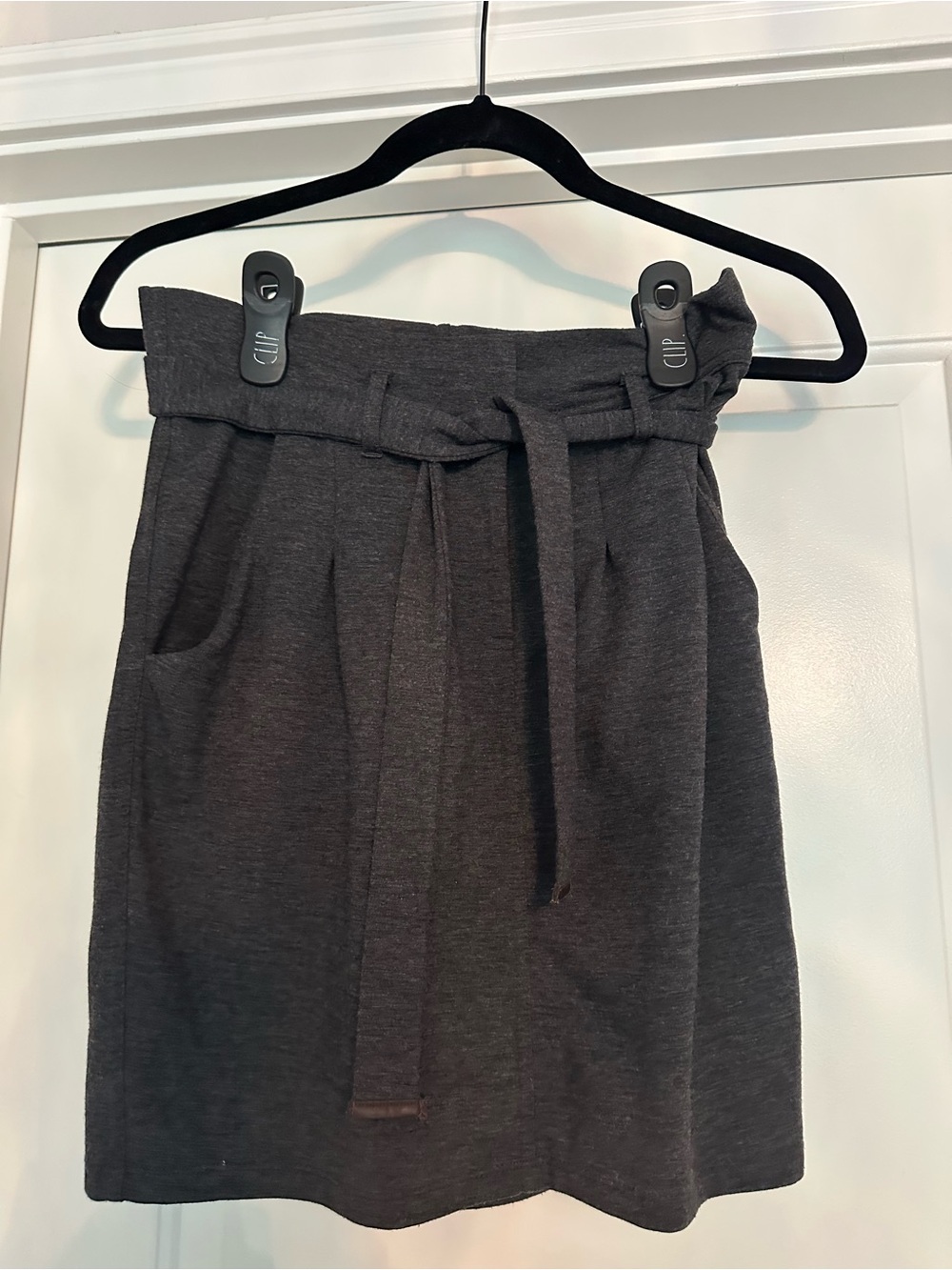 Ann Taylor Dark Gray Tie-Waist Mini Skirt